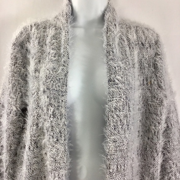 Vince Camuto Longline Gray Eyelash Open Front Cardigan Size M - Picture 6 of 11